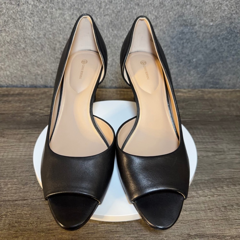 Gianni Bernini Heels‎ Womens 8M Black Leather Peep Toe DOrsay